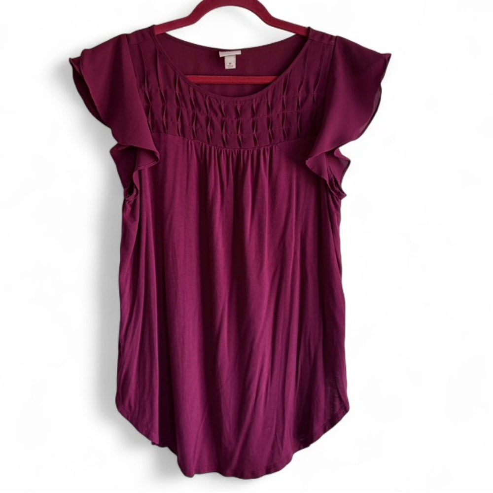 Merona Smocked Flutter Sleeve Knit Blouse Size M